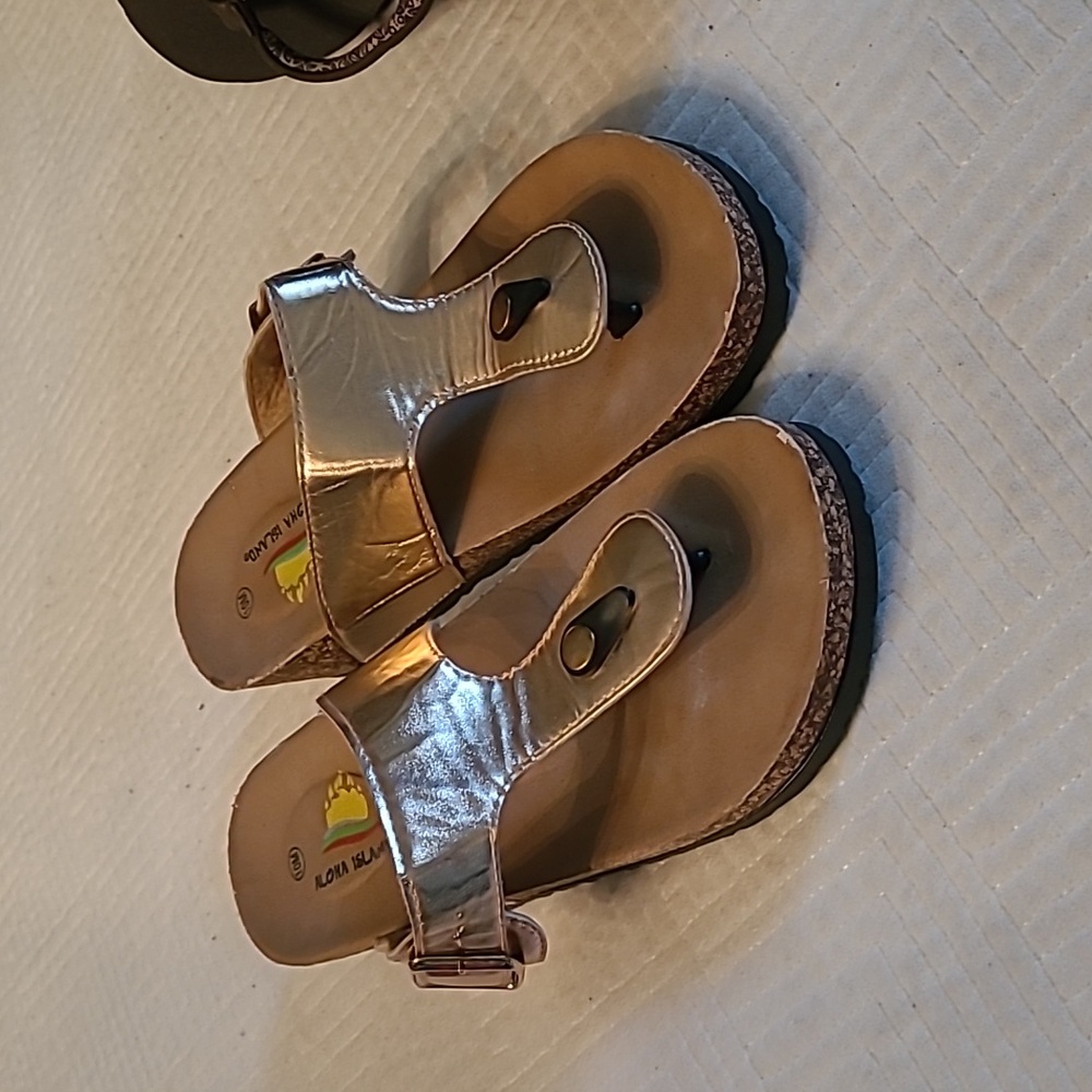 Aloha Island Women's Pink Gold Thong Flip Flop - Size 10